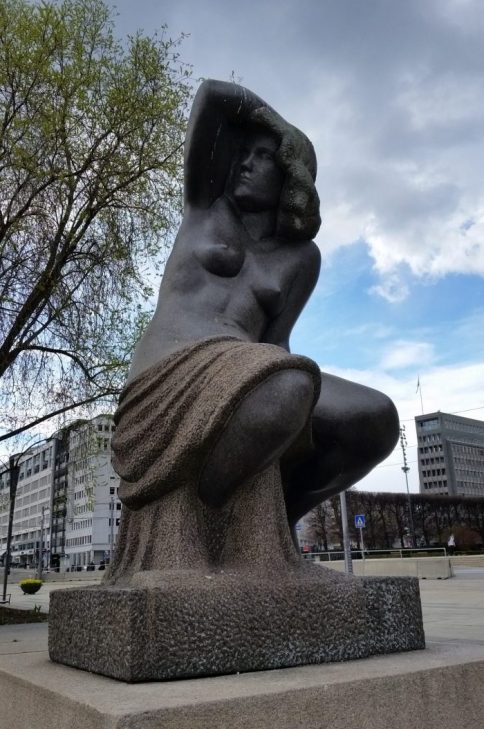 Woman statue near Nobel Center in Oslo