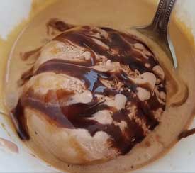 affogato chocolate ice cream gelato covered in espresso