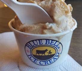 vacation ice cream from Blue Bell in Morrison CO, melting quickly on a very hot day