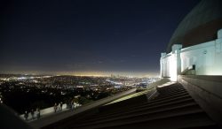 Griffith Observatory at Night view of Los Angeles below public domain Wikimedia