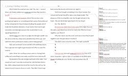 Screensnap of text page 2 with track changes from short story Kindling in Frosting on the Cake 3 by Karin Kallmaker. COPYRIGHTED MATERIAL.