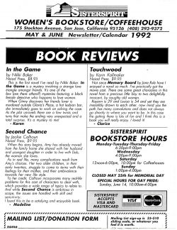 1992 Sisterspirit Bookstore review of Touchwood by Karin Kallmaker