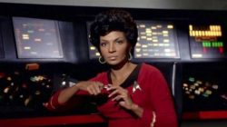 Nichelle Nichols as Nyota Uhura, on the bridge of the Enterprise, Star Trek the Original Series