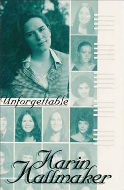 Cover, Unforgettable by Karin Kallmaker, Naiad Press. Yearbook array of senior high school photos