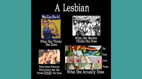 what lesbians actually do meme by karin kallmaker eat pray love taxes