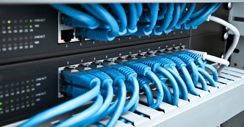 rows of high speed computing connections