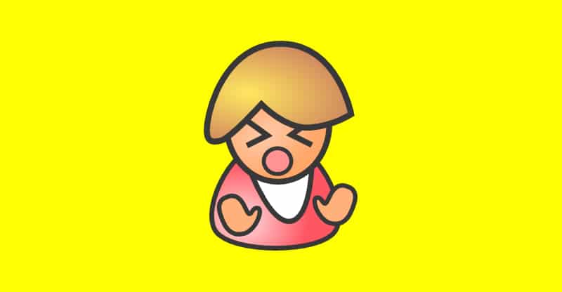 vector graphic of blond person angrily holding up palms as if saying "no way" against vivid yellow banner