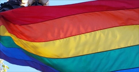 Pride Classic Rainbow Flag in the wind