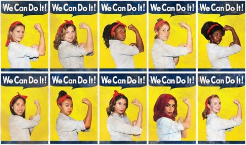 10 diverse women pose as Rosie the Riveter photos by Ilana Spiegel